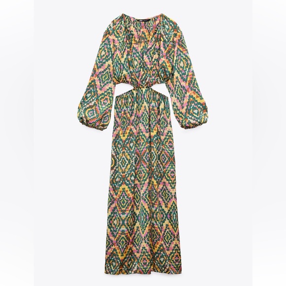 CUT OUT PRINTED MIDI DRESS - Picture 3 of 6